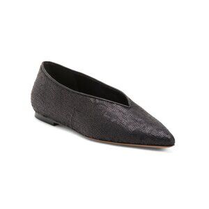 EMME PARSONS Black Matte Made In Italy Pointy Choked Up Flats